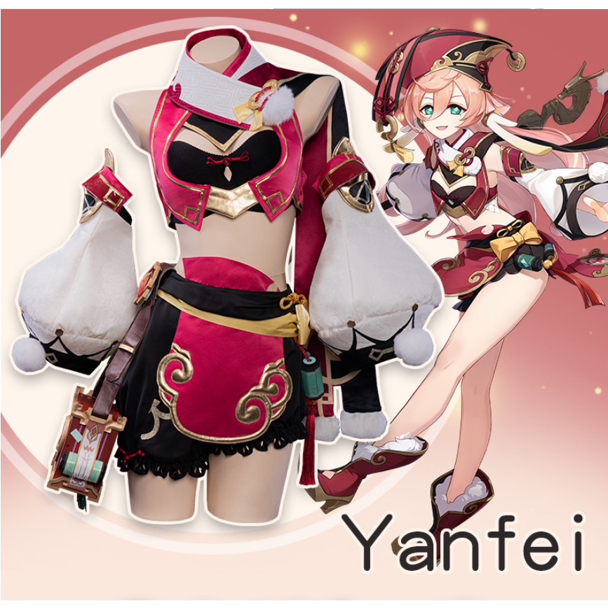 UWOWO Yanfei Cosplay Hot Game Genshin Impact Yanfei Costume Wise Innocence Cute Yan Fei Outfits