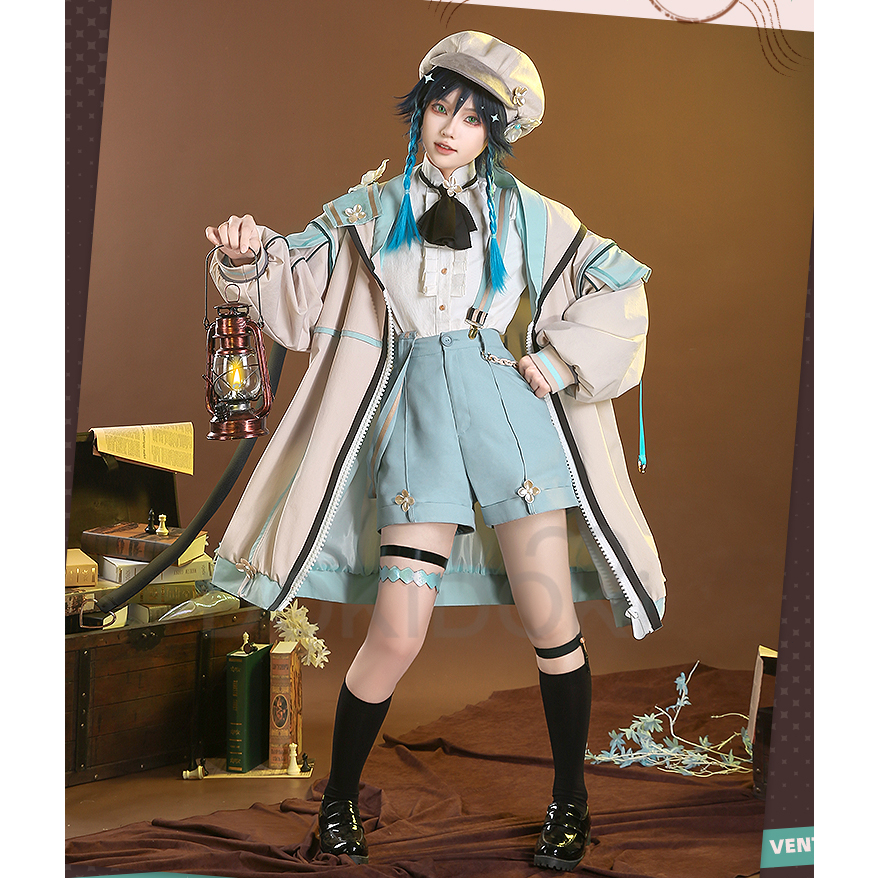 Venti Doujin Cosplay Game Genshin Impact DokiDoki-SR Venti Cute Cosplay Costume Detective Venti Gens