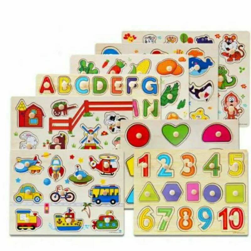 PUZZLE KAYU KNOB ANIMAL KAHW01&amp;PIZZLE KAYU KNOB ANGKA  KAA01