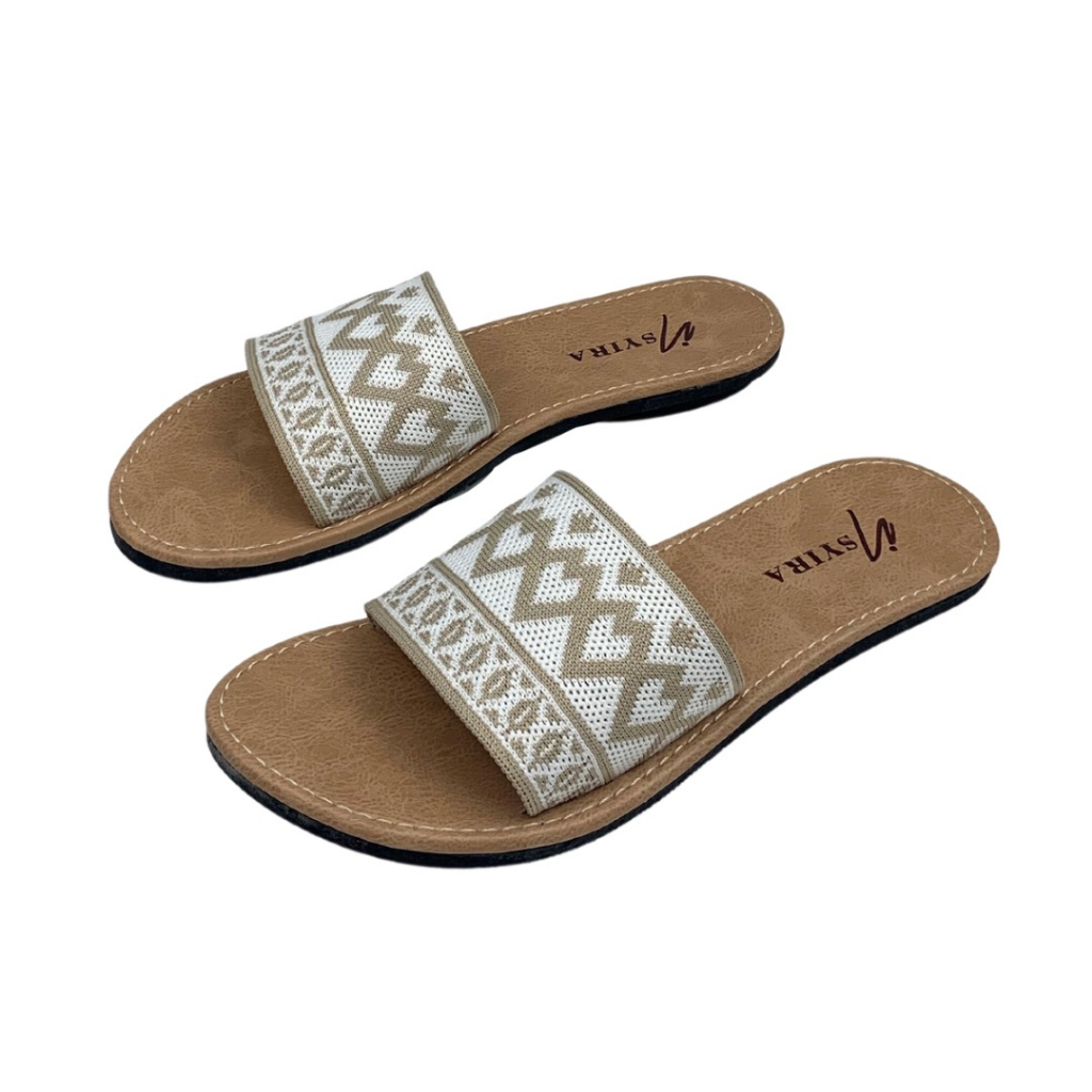 Insyira - Sandal Wanita Rajut Love Alas Krem / Sandal Selop Wanita Non Slip / Sandal Selop Love