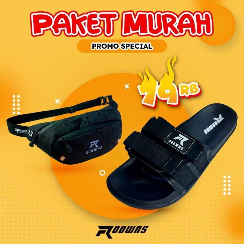 Paket Hemat Sandal Slide Pria Wanita Free Tas Woven Vinko