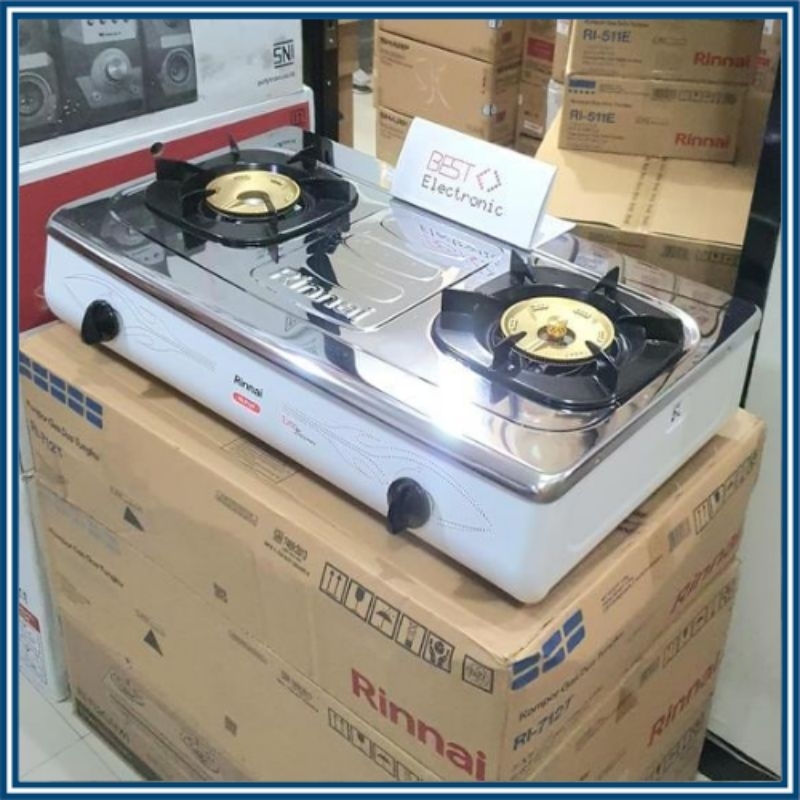 Kompor Gas 2 Tungku Rinnai RI 712T Stainless Kompor Api Turbo Rinnai RI712T Kompor RI 712 T / RI