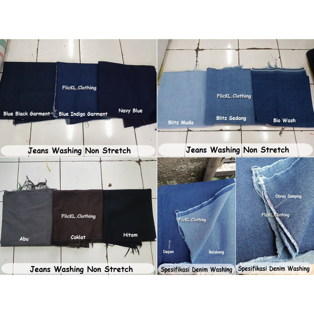 Bahan Kain Jeans Wash Non Stretch  Denim Wash Denim Washing Jeans Washing Tidak Melar Ukuran 1.25 M