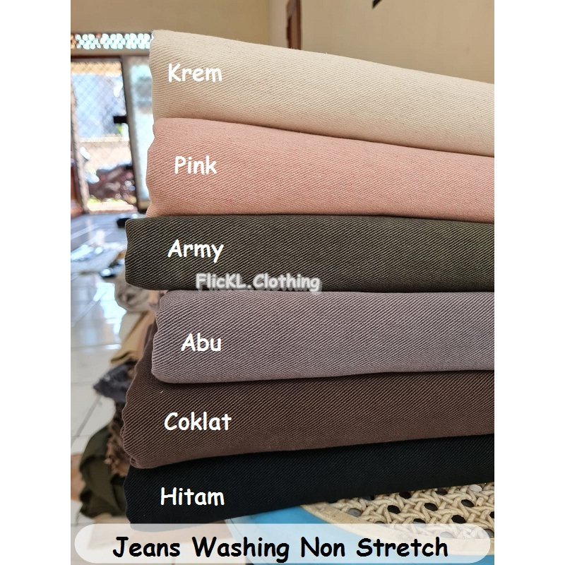 Bahan Kain Jeans Wash Non Stretch  Denim Wash Denim Washing Jeans Washing Tidak Melar Ukuran 1.25 M