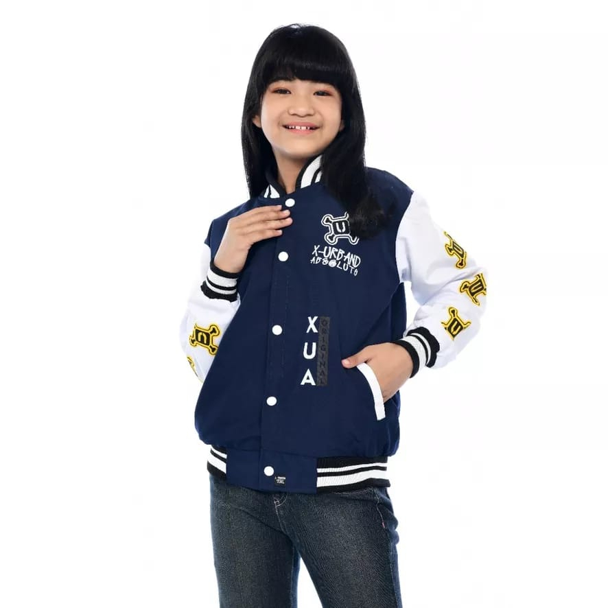 Jaket Baseball Kids Varsity Premium Unisex Cewek Cowok Bahan Adem Motif THE SUN Model Terbaru / Sweater anak Cewek Bahan Adem Distro Kekinian