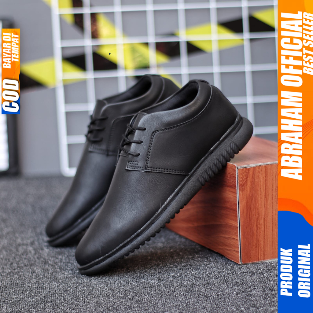 Sepatu Formal Pantofel Casual Kerja Hitam Pria Abraham