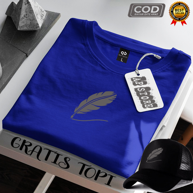 BONUS TOPI... Baju Kaos Pria & Wanita Lengan Pendek / Baju Kaos Bulu Ayam Logo Silver / Baju Kaos Di