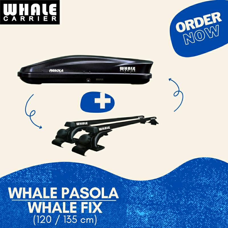 ROOF BOX WHALE TIPE PASOLA DAN CROSS BAR WHALE FIX