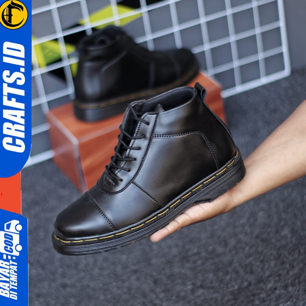 Sepatu Formal Pantofel Docmart Low Boots Hitam pria