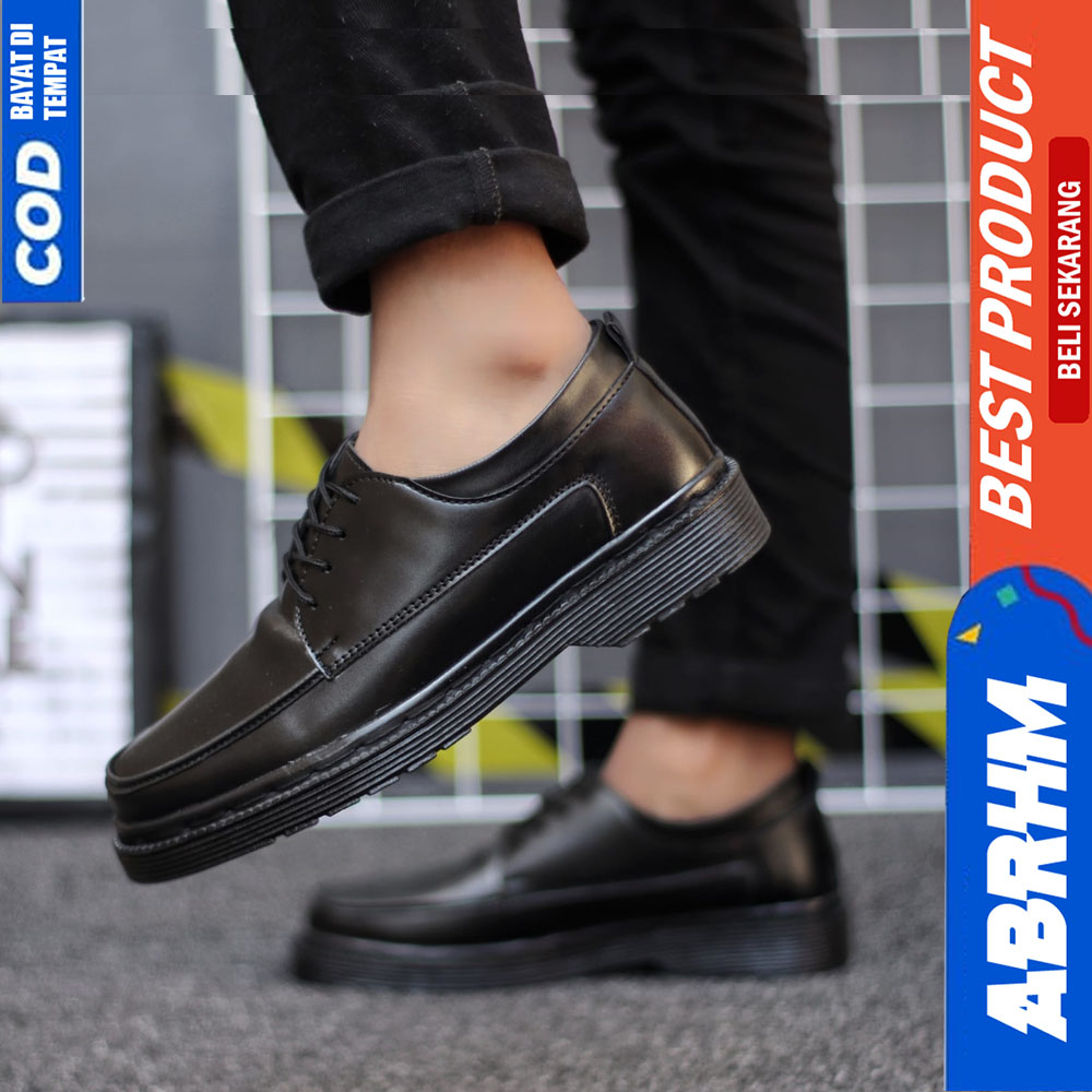 ABRHM Sepatu Formal Pantofel Docmart Low Boot Kerja Hitam Pria