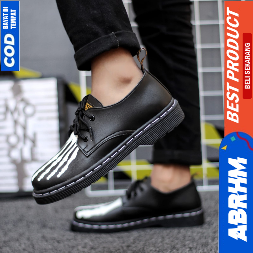 ABRHM Sepatu Formal Pantofel Docmart Low Boot Hitam Casual Kerja Pria