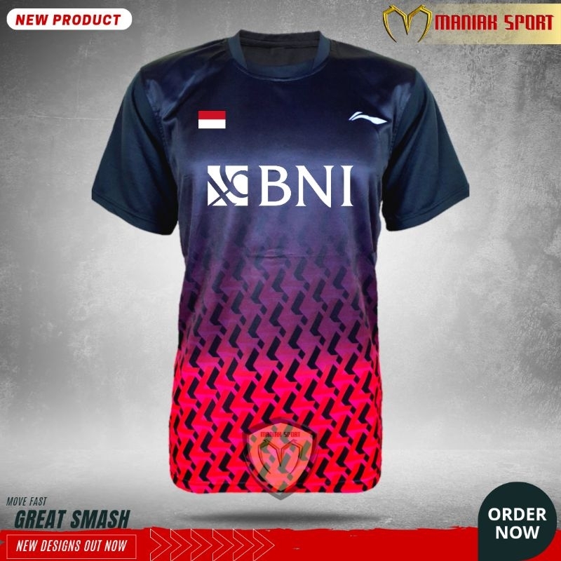 KBAS03- FREE SABLON NAMA‼️KAOS BADMINTON BAJU BULUTANGKIS LN ROW JERSEY PRINTING PREMIUM