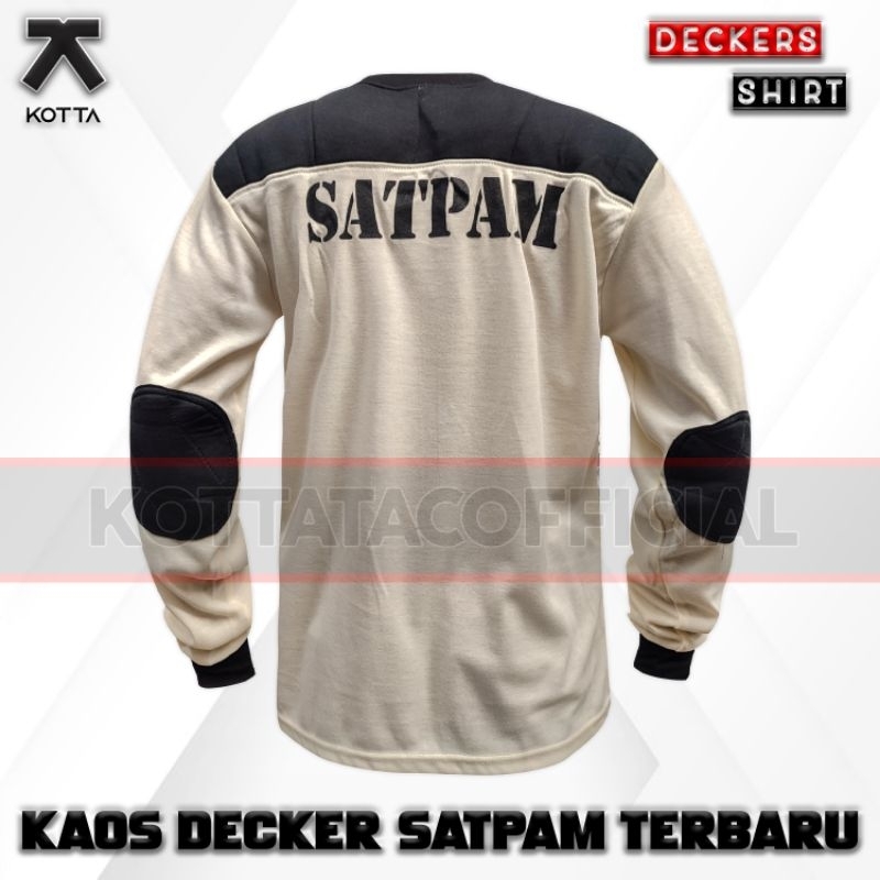 BAJU KAOS DECKER SATPAM SECURITY KREM CREAM LENGAN PANJANG TERBARU