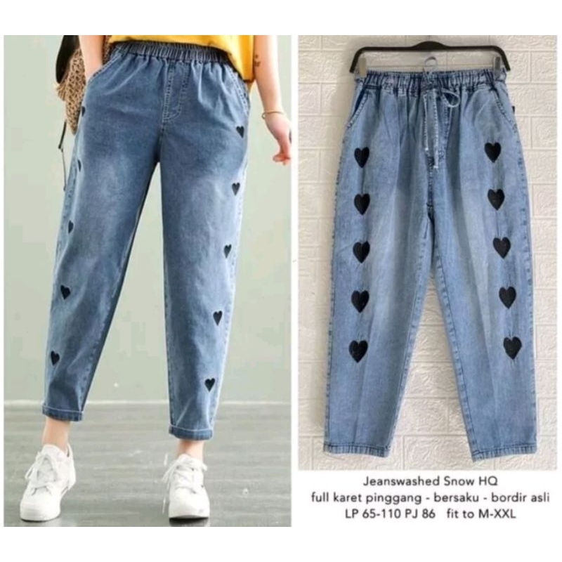 Celana Luna Bordir Soft Jeans BB 60-80 kg /Jumbo