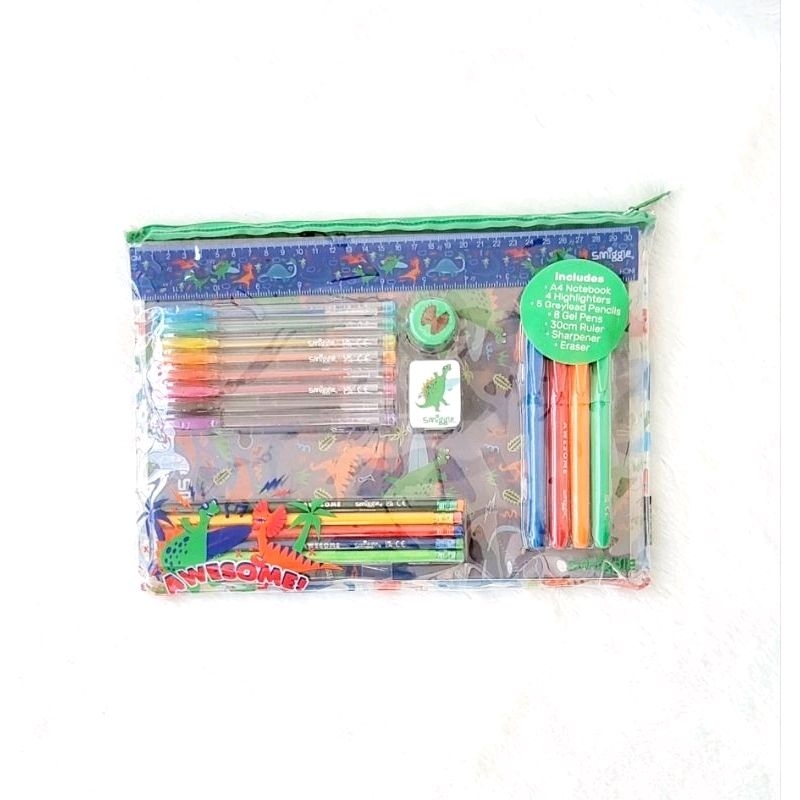 

(ORIGINAL) Smiggle Wish A4 Essentials Stationery Gift Pack / Set Alat Tulis Smiggle - Dino