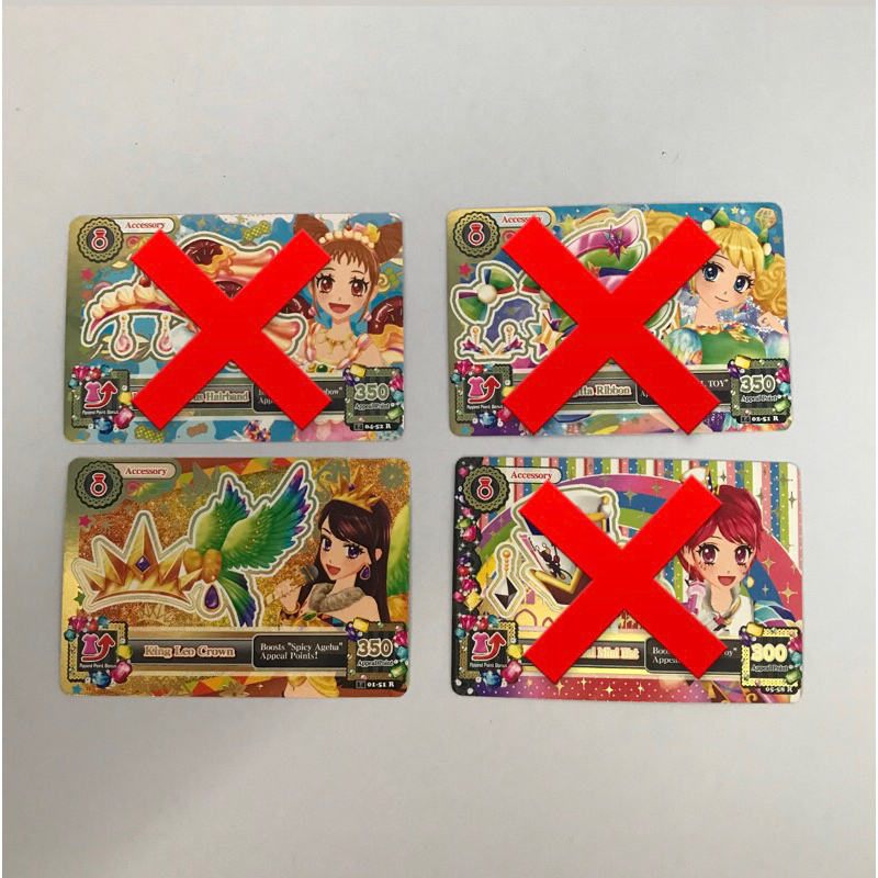 kartu aikatsu card original rare accessories lollipop taurus, unicorn sagitta, king leo crown, pierr