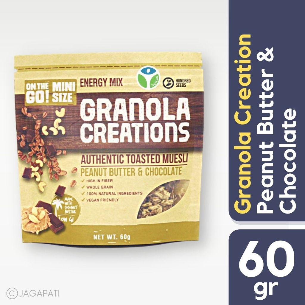 

BEST SELLER! Peanut Butter & Chocolate Original Mix 60 gr Granola Creation