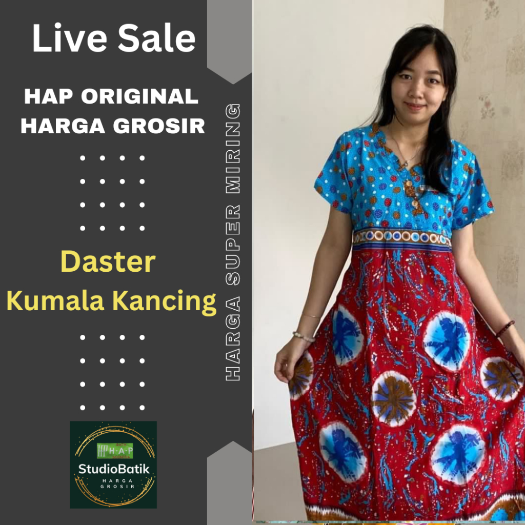 (NO TAGBRAND) Daster Batik HAP Original Model Kumala Kancing Harga Grosir Langsung Pabrik StudioBatik.HAP