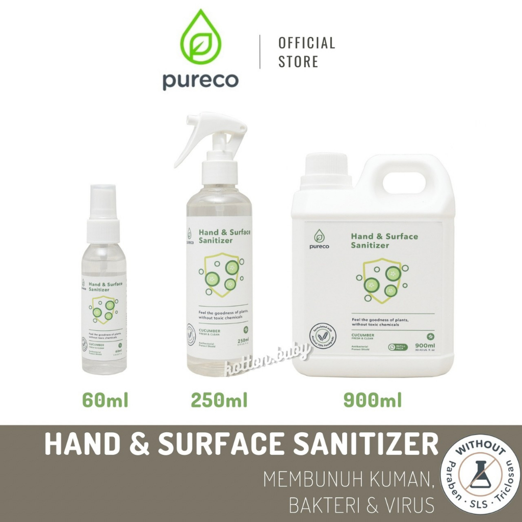 Pureco - Hand &amp; Surface Sanitizer / Pembersih Kuman, Virus dan Bakteri 60ml &amp; 250ml