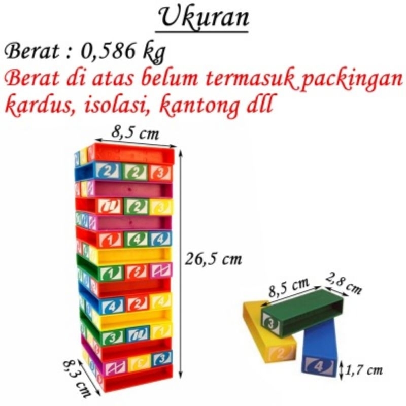 Mainan UNO Stacko Balok Susun Mainan Edukasi Challenge Keluarga