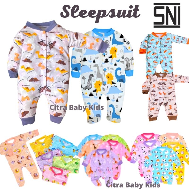 SLEEPSUIT BAYI Panjang Kaki Tutup Jumpsuit Baby Lengan Panjang Baju Tidur Bayi Laki-laki Baju Bayi Perempuan