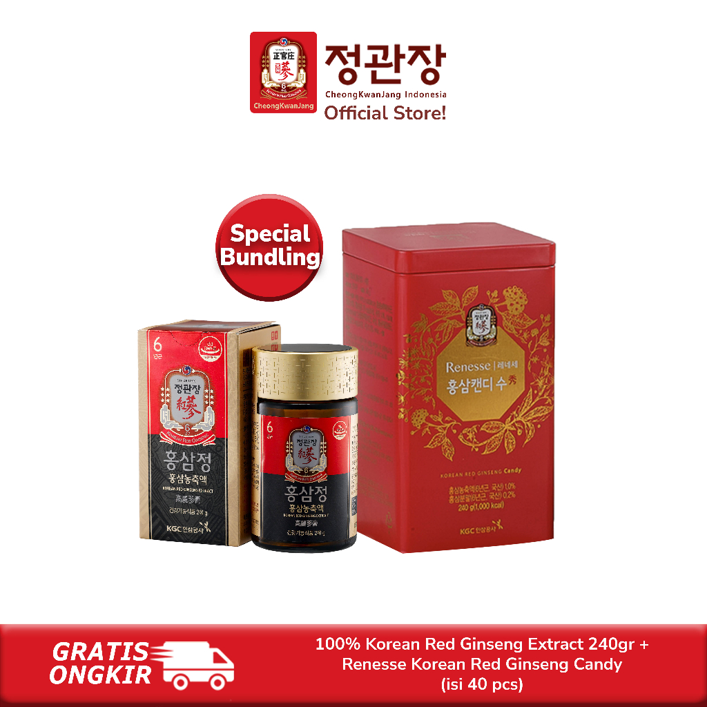 CheongKwanJang PROMO SPECIAL Red Ginseng Extract 240gr + Renesse Red Ginseng Candy 240gr
