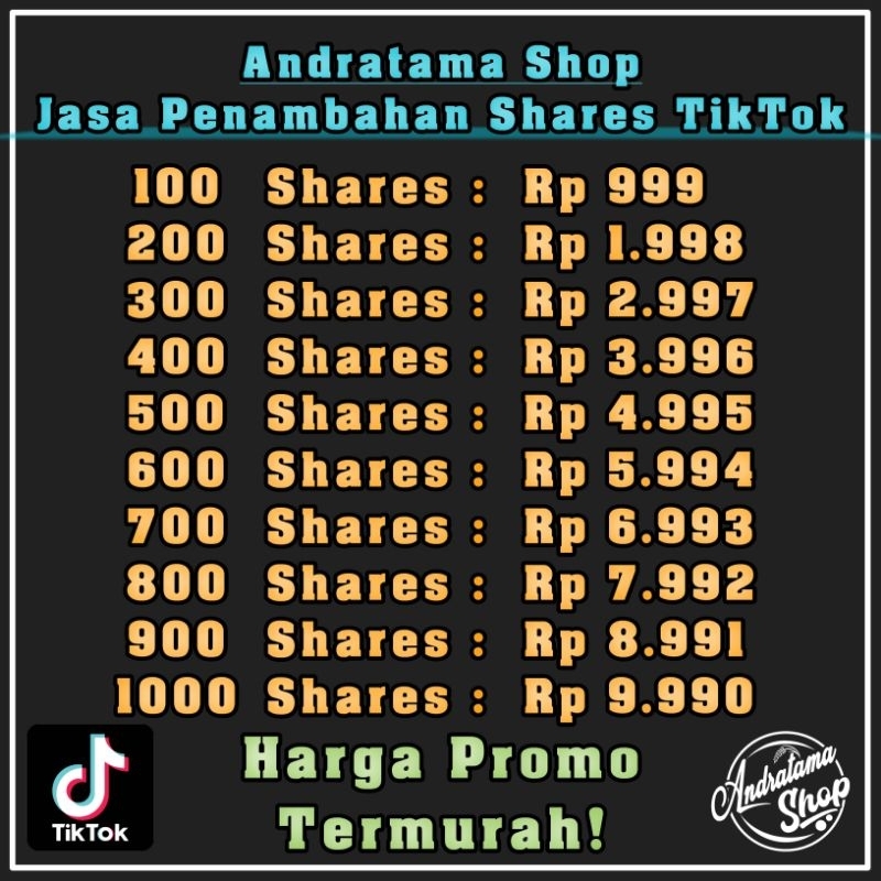 100 Shares TikTok | Jasa tambah Shares TikTok