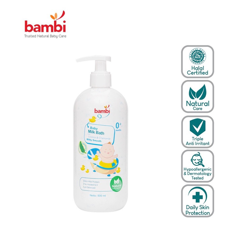 BAMBI Baby Milk Bath 500ml | Sabun Bayi Kaya Protein Susu Nabati