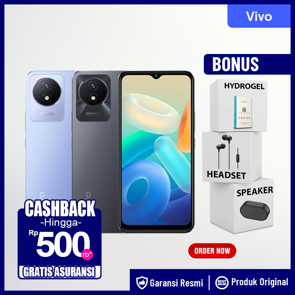 vivo Y02t 4/64GB 4GB+4GB Extended RAM Garansi Resmi Not Y02 Y22 Y16