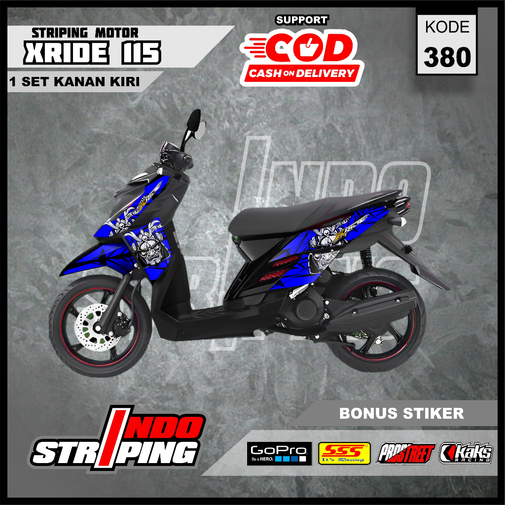 Striping Stiker Variasi XRIDE X RIDE 115 Old X-RIDE 115 Karbu List Sticker Semi fullbody Motif Desai