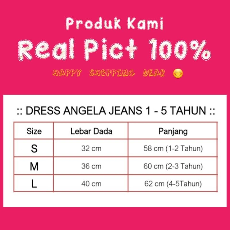 DRESS ANGELA KOREA STYLE JEANS ANAK 1-5 TAHUN