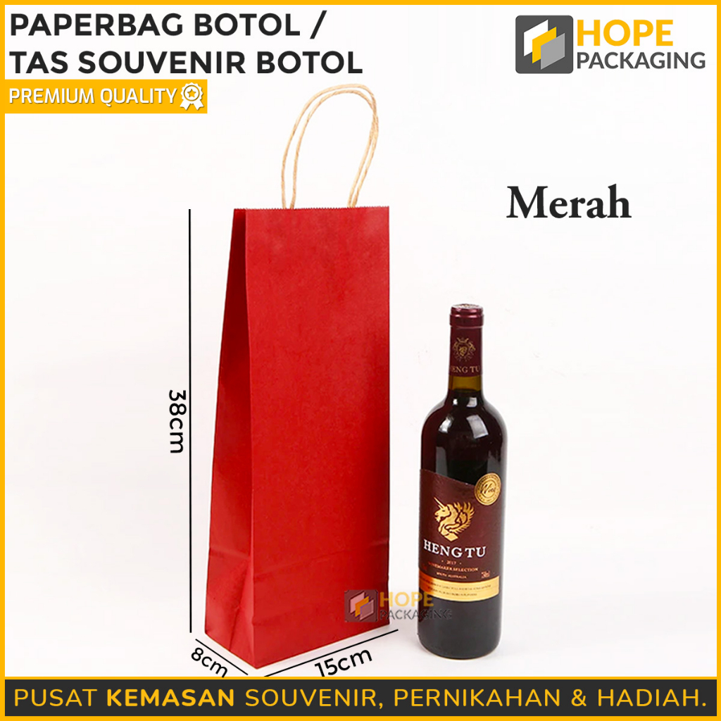 Paperbag Botol Wine / Tas Kertas Size : 38x15x8cm Tas Paperbag Souvernir Botol Minum  Kantong Kertas Warna Warni