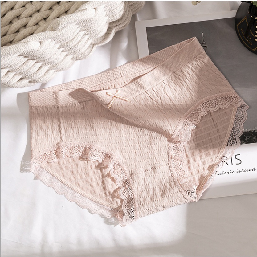 Celana Dalam Wanita Motif Crinkle Renda Undies Korean Fashion / CD Cewek lace Briefs Elastis Women Import Bahan Nyaman / Katun CD Seamless Pakaian Dalam Wanita