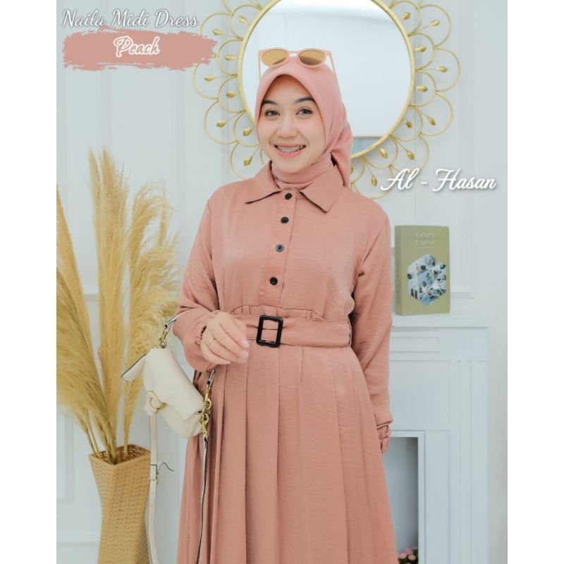 AL HASAN ORI MIDI DRESS FREE SABUK//NAILA MIDI DRESS AL HASAN//LONG TUNIK MIDI DRESS EMBOS