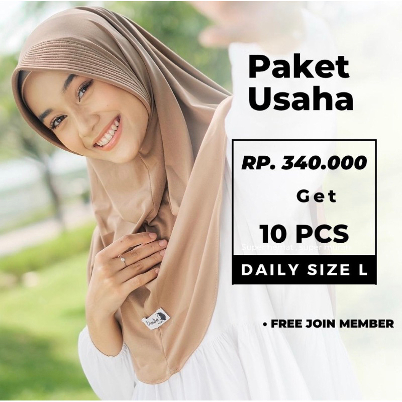 Paket Usaha Combo 10 Pcs Daily Hijab Instan Size L/Jumbo