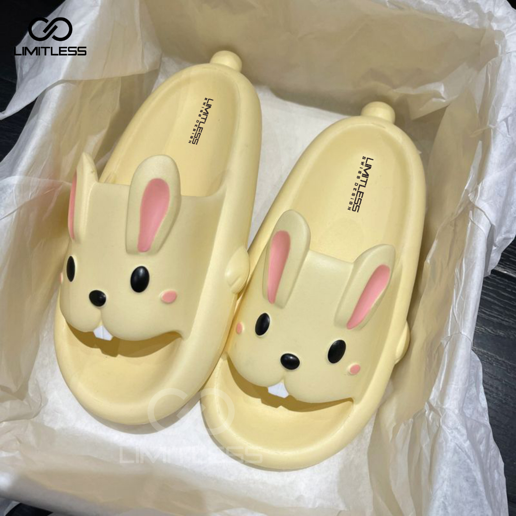 Sandal Rabbit Dewasa Selop Wanita Empuk Outdoor Sendal Wanita Kelinci Karakter Korean Style Terbaru 2023 Casual Kekinian