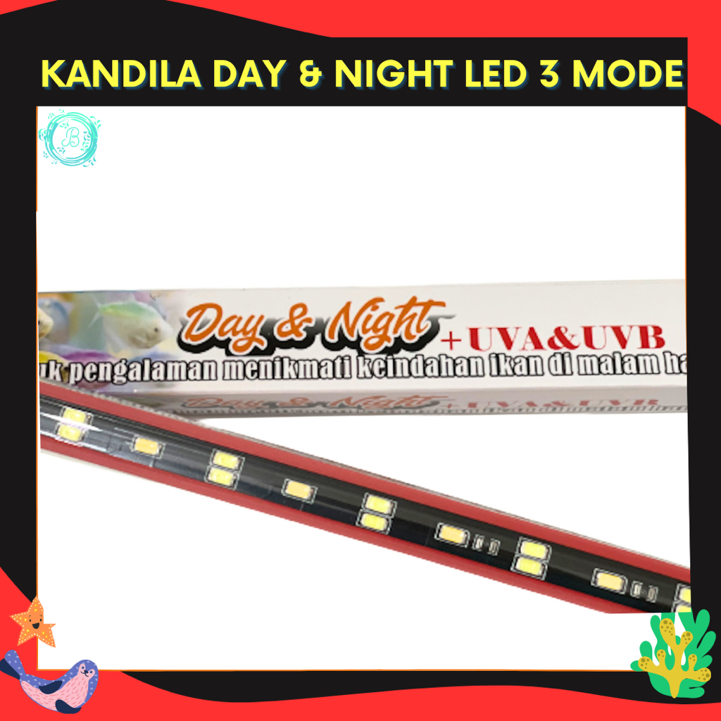 LED Celup T4 Ekonomis Kandila Day And Night View N-60 60cm 3 Mode Putih Kuning Biru Lampu Aquarium Kolam Ikan Louhan Koi Arwana Koki Discus Channa Arowana Lohan Chana White Yellow Blue KD N60