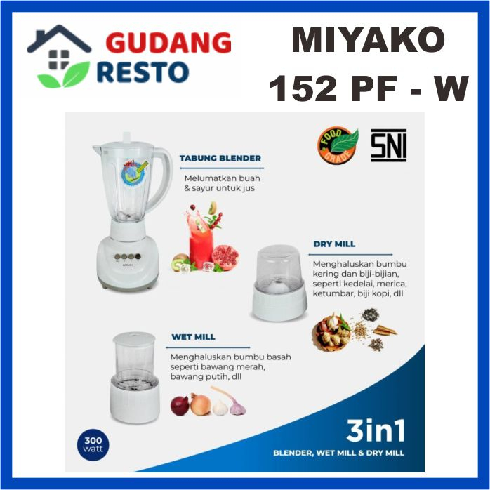 Blender Miyako BL 152 PF AP 1.5L / 152PF 3 ini 1 Gelas Plastik Besar ORIGINAL GARANSI