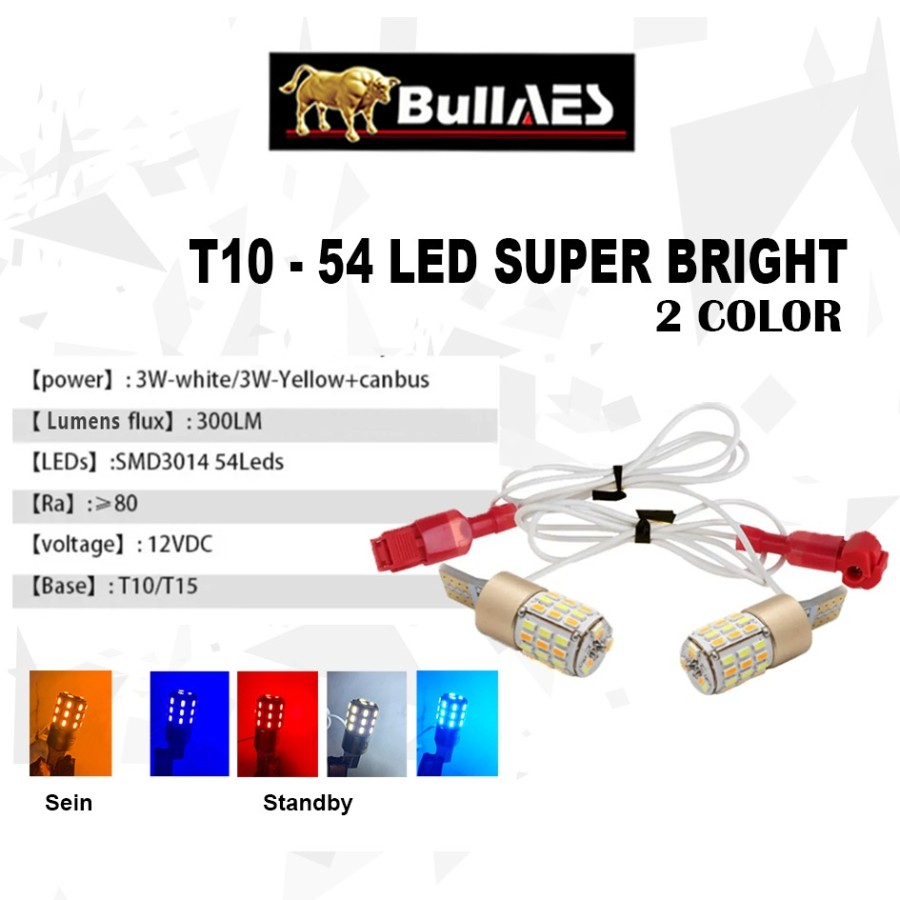 T10 Dual Colour 54 LED Superbright Merk Bullaes