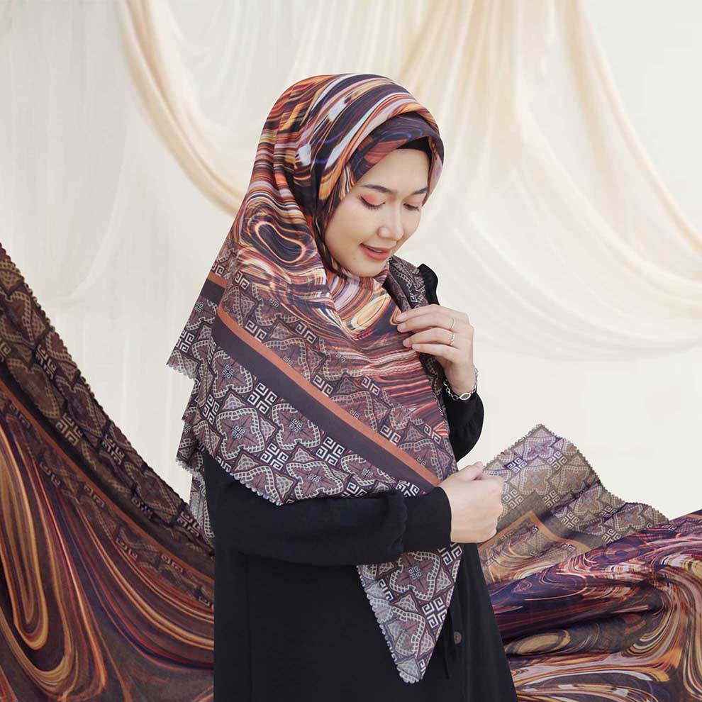 Hijab Jumbo | Kerudung Segi Empat Motif | Jilbab Syar'i Marble Series