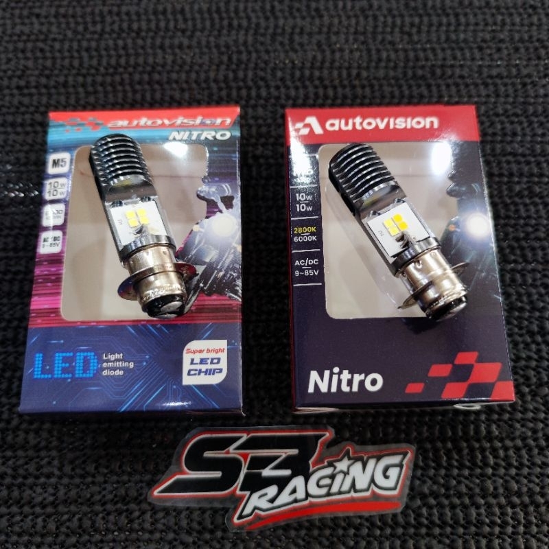 BOHLAM LAMPU DEPAN AUTOVISION OXY NITRO LED H6 M5 6000k 2800k BEBEK MATIC PUTIH KUNING AC DC 10w mio