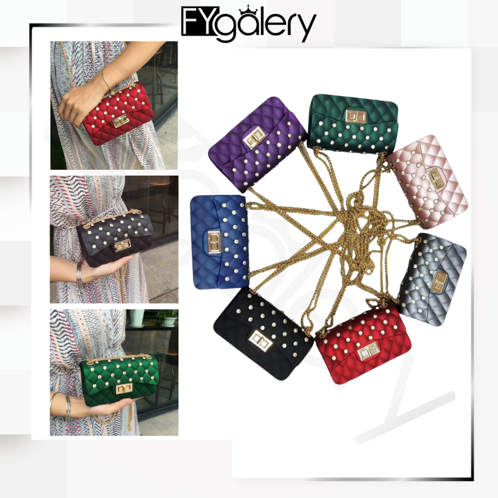 FYGALERY FYG1098 Tas Selempang Wanita Jelly Matte Maxi Diamond Motif Belah Ketupat 18Cm Slingbah Polos Fashion Murah