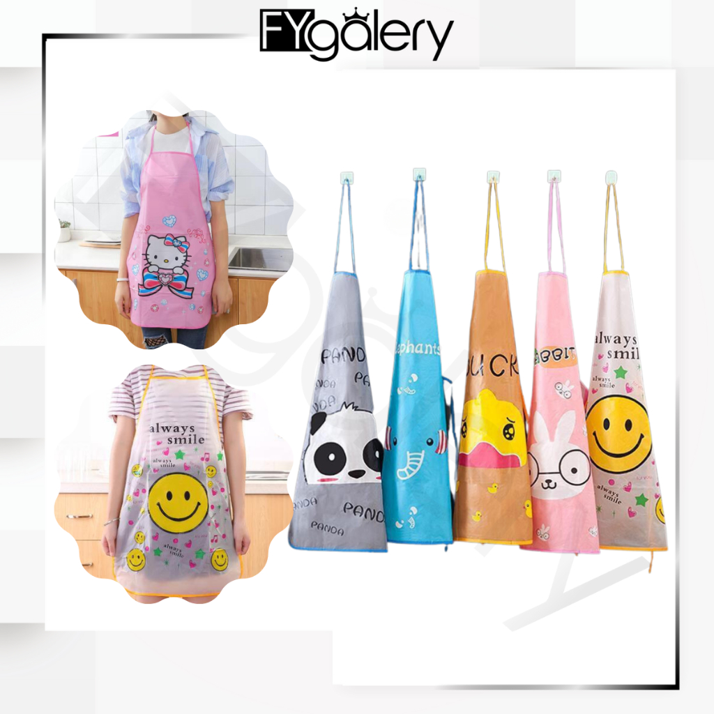 FYGALERY HL0010 Celemek Plastik Karakter Bahan PVC Waterproof Apron Masak Motif Murah