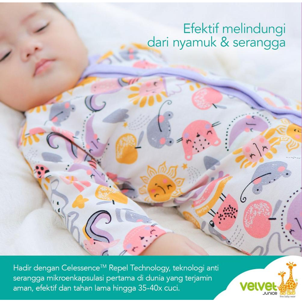 Velvet Junior Setelan Panjang Anti Mosquito ( Kancing Tengah ) - Piyama Anak