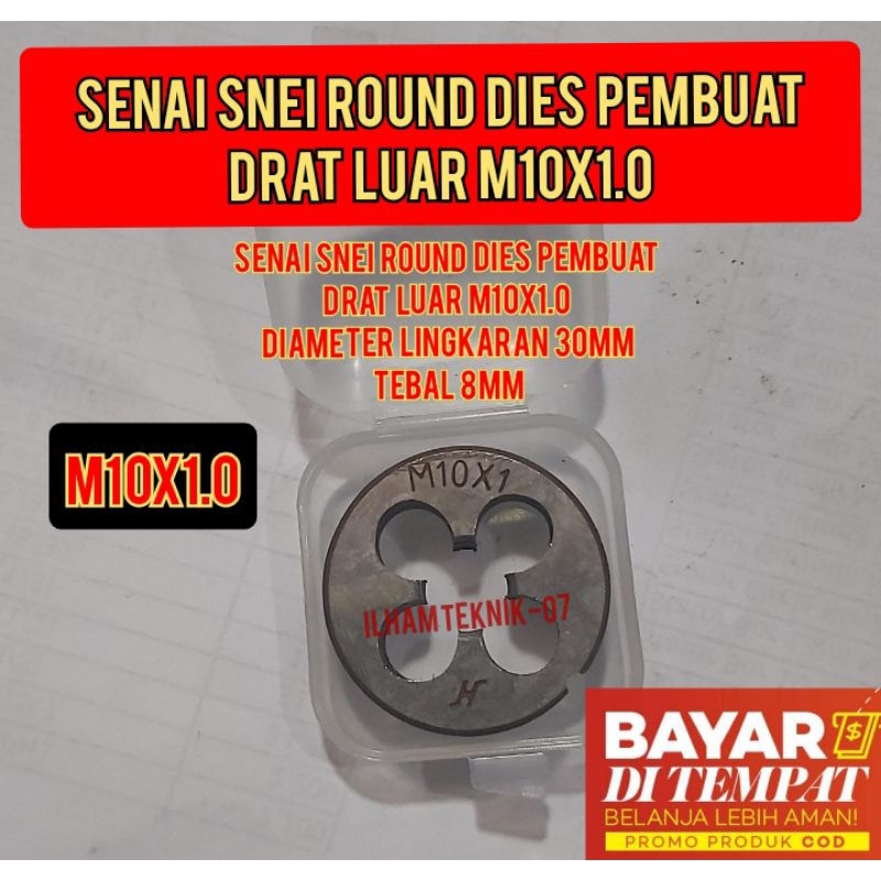 Senai snei round dies pembuat drat luar m10x1.0