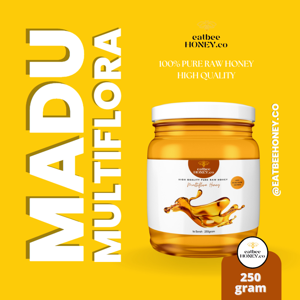 

MADU ASLI MULTIFLORA EATBEEHONEY 250gram Madu Multiflora Madu Murni