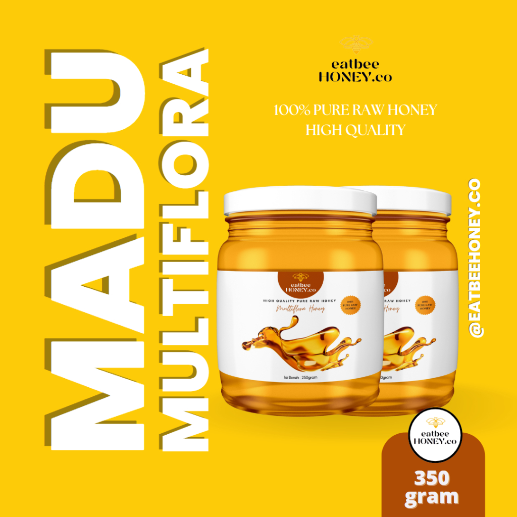 

MADU ASLI MULTIFLORA EATBEEHONEY - 350gram Madu Multiflora Madu Murni Raw Honey