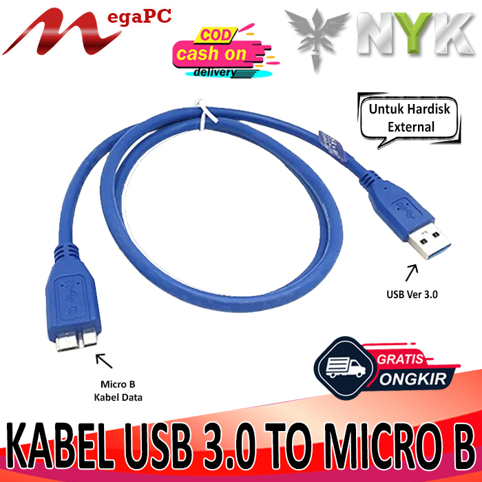 Kabel USB 3.0 To Micro B Untuk Hardisk External Baru merk NYK