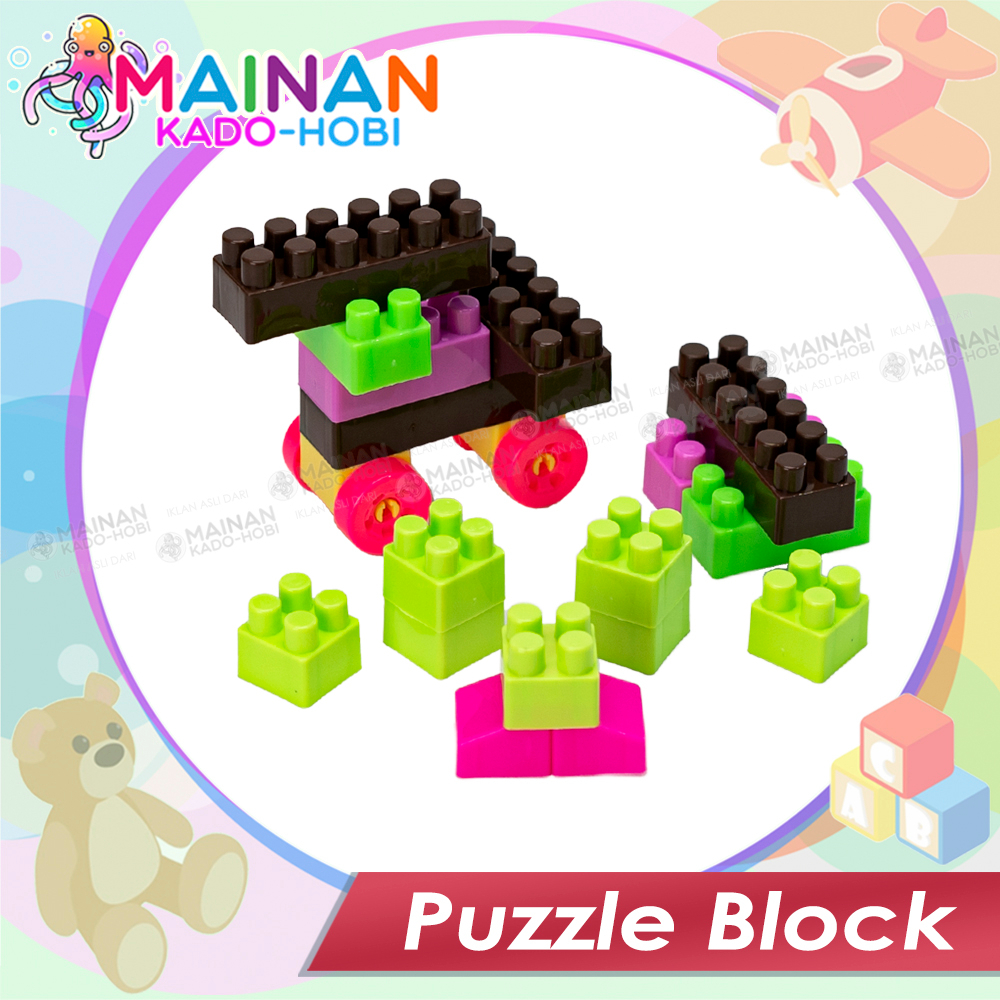 KADO ULANG TAHUN MAINAN ANAK EDUKASI MOTORIK SUSUN PUZZLE BLOCKS WARNA WARNI