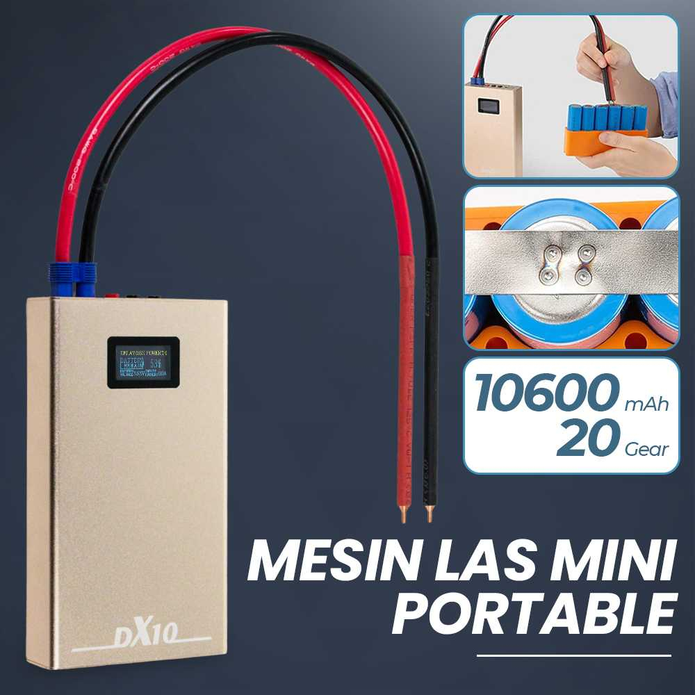 Mesin Las Mini Portable Welding Machine LCD 20 Gear 10600mAh Alat Las Akurat Port Layar Kapasitas Baterai Besar